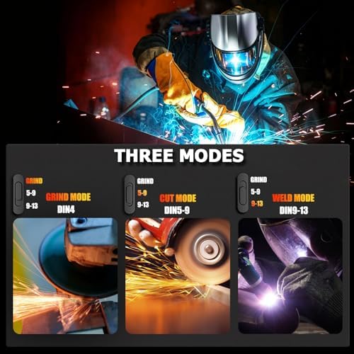 Large View True Color Auto Darkening Welding Helmet with LED Light - Solar Powered, 4 Arc Sensors, 1/1/1/1 Optical Clarity, Wide Shade 4/5-13 for TIG MIG ARC Grind