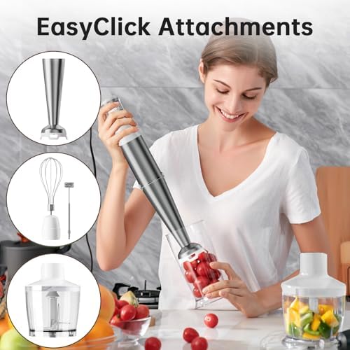 Turelar Immersion Blender Handheld Corded, 1100W 5 in 1 Hand Blender Set