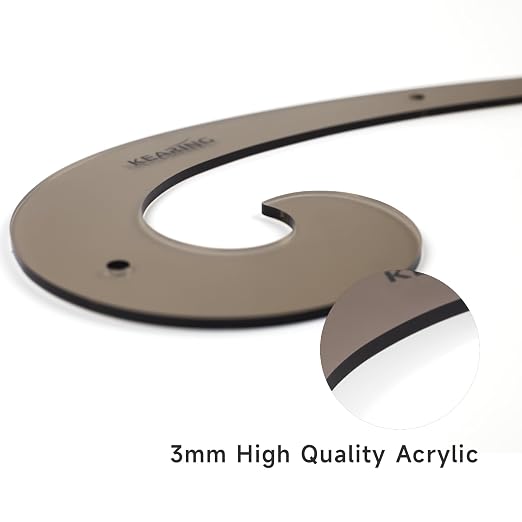 KEARING 9"(23CM) Classic Acrylic French Curve Ruler Vary Form Curve Clear Hip Measuring Curve Ruler for Sewing Fashion Pattern Making Dressing Making, Design Supplies