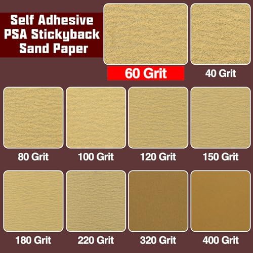 SPEEDWOX 60 Grit Sandpaper Roll Self Adhesive PSA Stickyback Sand Paper 2-3/4" Wide 10 Yard Long Sandpaper Sheets for Automotive & Woodworking Air File Long Board Sanders Metal Plastic Sanding Blocks