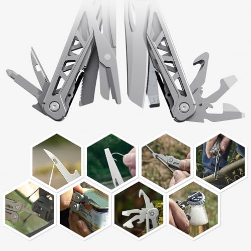 PERWIN Multitool, 17-in-1 Stainless Steel Multi Tool Pliers with Self-Locking, Pocket Knife, Nylon Sheath, Professional (EDC) Multi-Tool for Survival, Camping and Hunting, Hiking, Gifts for Men