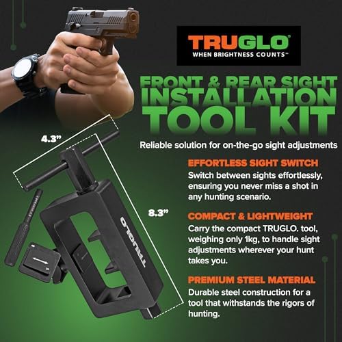 TRUGLO Portable and Durable Steel Rear and Front Sight Installation and Removal Tool with Mounted Sights for Hunting