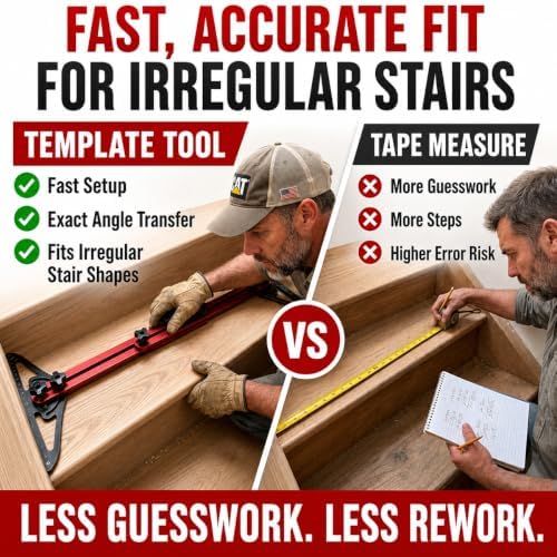 Stair Tread Template Tool, Dual-Nut Locking Aluminum Stair Measuring Jig