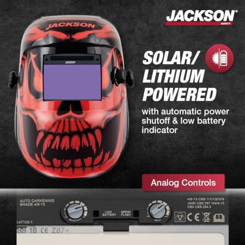 Jackson Safety Premium Graphic Welding Hood with ADF - Ultra Lightweight Auto Darkening Welding Helmet - ANSI Z87.1 (Multiple Styles)