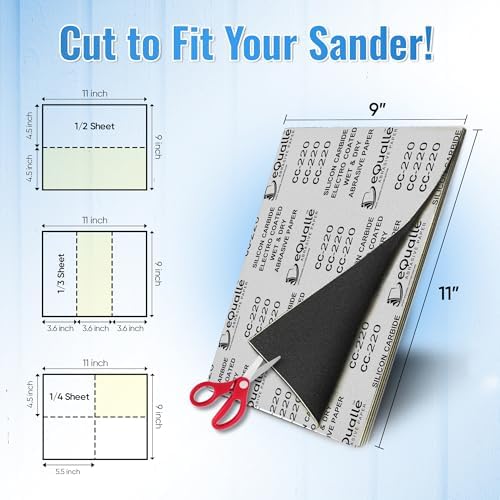 3000 Grit Sandpaper Sheets for Blade Polishing on Carbon Steel, 9 x 11 in, 100 Pack, Wet or Dry, Silicon Carbide Abrasive