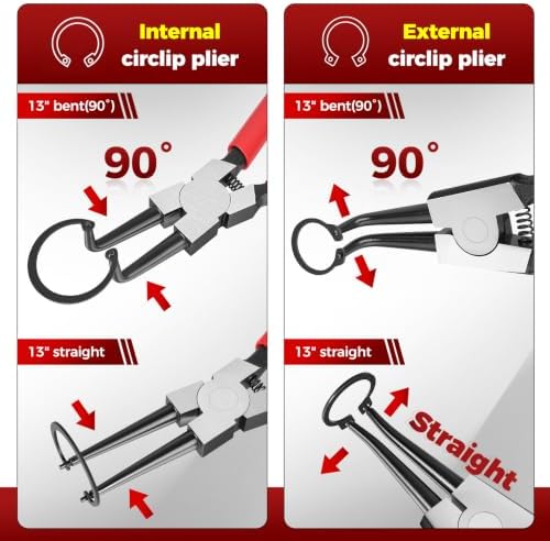 BILITOOLS 4PC 13" Extra Long Snap Ring Pliers Set