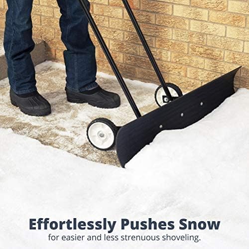 Snowcaster 70SNC 36-inch Bi-Directional Wheeled Snow Shovel Pusher and Barn Shovel, 10.5" x 36 ", Black
