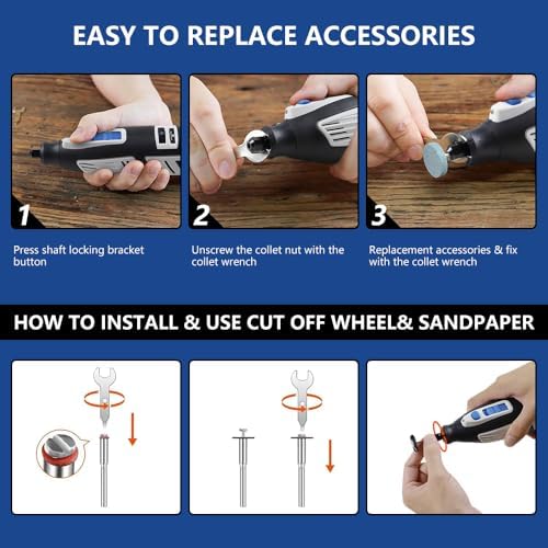 XPENG 12V mini Cordless Rotary Tool Kit, 6 Variable Speeds 5000-25000 RPM 2000mAh Fast-Charging 102 Pcs Accessories for Sanding, Polishing, Carving, Cutting, Drilling and DIY Crafts