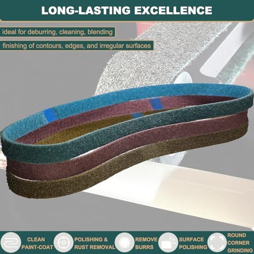 3 Pack 1 X 42 Inch Coarse, Medium, and Fine Grits Assortment Non Woven Surface Conditioning Sanding Belts for Knife Makers and Metal Fabricators Profession Sander Belt