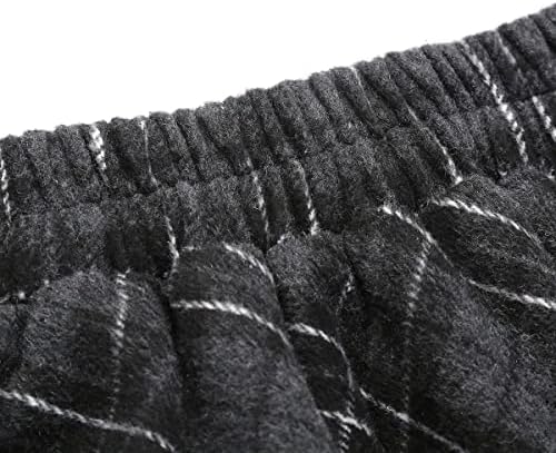 IDEALSANXUN Womens Plaid Wool Skirts Elastic Waist A-Line Pleated Tartan Long Skirts