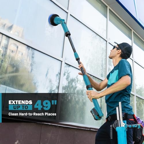 Alloyman 1200RPM Electric Spin Scrubber, 20V Replaceable Battery, Shower Cordless Cleaning Brush, Power Scrubber for Cleaning with 8 Brushes for Bathtub/Tub/Tile/Floor