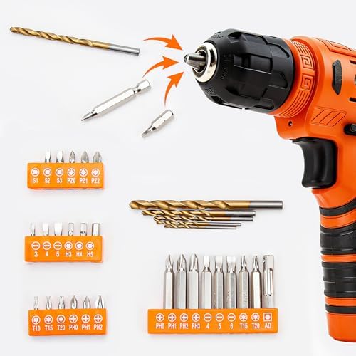 CARTMAN 150PCS 8V Cordless Drill Hand Tool Set, Orange Household Repair Kit
