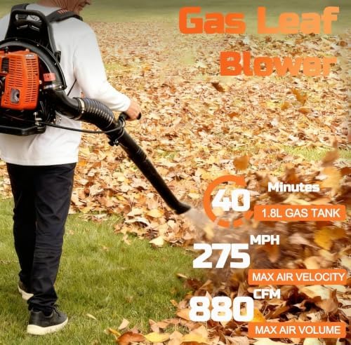 PROYAMA 72CC Gas Backpack Leaf Blower, Garden Yard Cleaning, Snow Removal