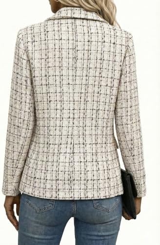 Mina Self 2026 Women's Fall Tweed Blazer Plaid Jacket Business Casual Coat
