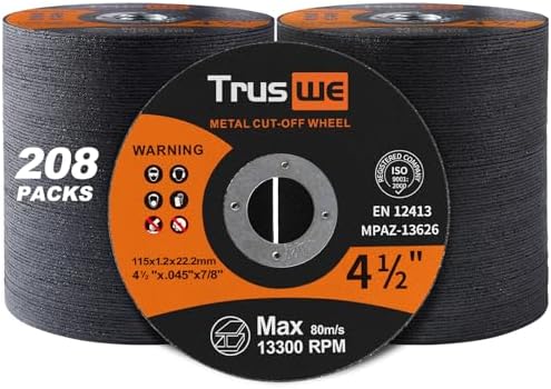 208 Pack Cut Off Wheels - 4 1/2 Inch Metal and Stainless Steel Cutting Wheel for Angle Grinder Ultra Thin Cut-Off Wheel Cutting Disc