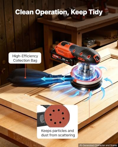 VEVOR 5-Inch Cordless Random Orbital Sander 300W Brushless Orbital Sander
