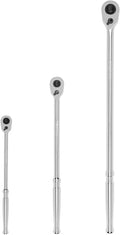 TEKTON 1/4, 3/8, 1/2 Inch Drive Ratchet Set, 3-Piece | SRH99123 | 9, 12, 18 in., Quick-Release, Polished Handle