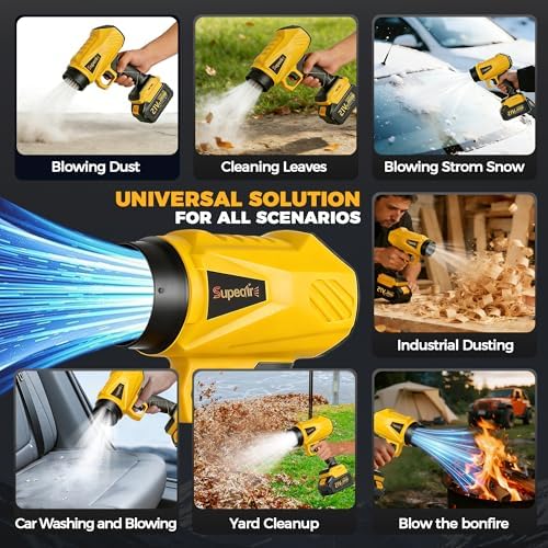 Leaf Blower Cordless - Handheld Electric Blower with 2 X 4.0Ah Batteries and Charger, 700CFM Stepless Speed, Powerful Blower with 2 Extended Nozzle, Lightweight Blower for Yard/Garage/Lawn Cleaning