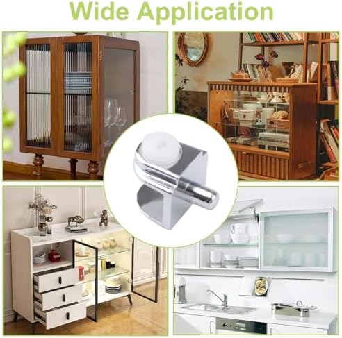 Adjustable Glass Shelf Bracket, 20Pcs Frameless Glass Clamp with Pin Wall Mounted Clips for 4-8mm Glass Cabinet