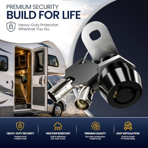 5/8" Tubular Cam Locks (90° Black, 2-Pack) RV Toolbox Cabinet Replacement