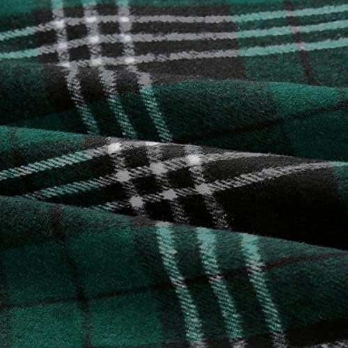 IDEALSANXUN Womens Plaid Wool Skirts Elastic Waist A-Line Pleated Tartan Long Skirts