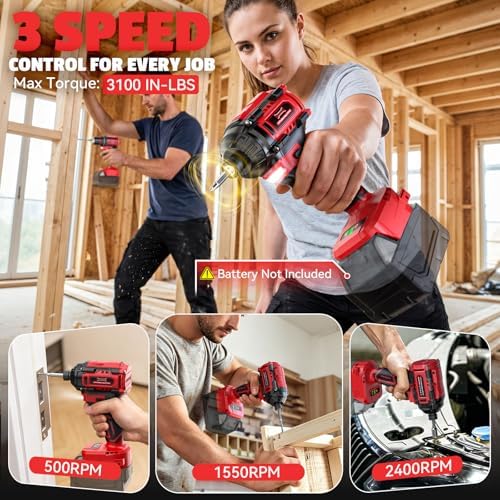 Cordless Drill and Impact Driver Combo Kit Compatible with Milwaukee 18V
