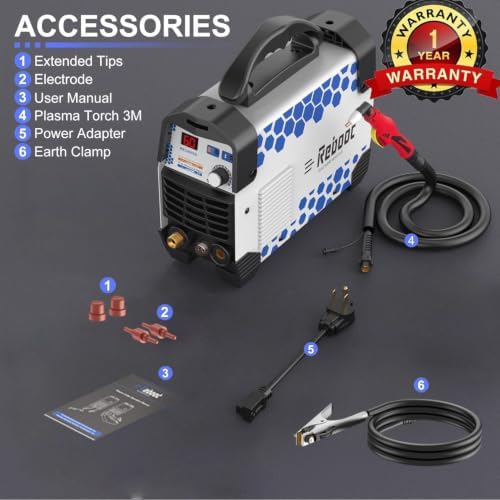 Reboot 60A Plasma Cutter Dual Voltage 120V/240V, 1/2" Clean Cut IGBT Inverter, Portable Metal Cutting Machine with Torch & Tips - RBC6000D 2025 Upgraded (Pre-Installed Air Regulator)