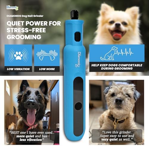 Diamondg Micro Dog Nail Grinder - Quiet Sound with LED Light, Light Blue