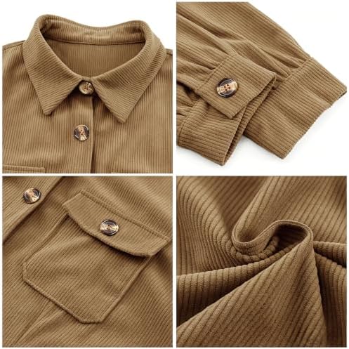 Alaster Queen Women's Corduroy Long Sleeve Button Work Tunic Short Dresses