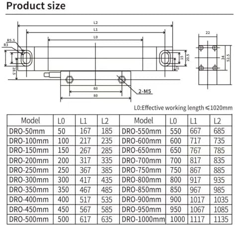 Digital Readout 2 Axis 3 Axis DRO Display Linear Optical Linear Scale Encoder 5um 870mm (34") Travel Length for Milling Mill Machine Lathe Machine(870mm)