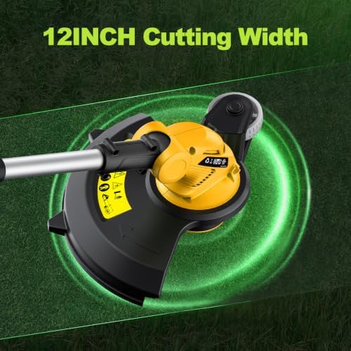 20V Electric Weed Wacker Edger Lawn Tool, Battery Powered Weed Eater 12-Inch Cordless String Trimmer Grass Trimmer Lightweight Yard Tools for Garden, Lawn Mower Cutter with 2 2.0Ah Battery and Charger