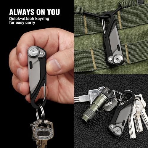 TACRAY Vinto 5-in-1 Keychain Multitool Mini Pocket Knife, 1.5" Blade, Black