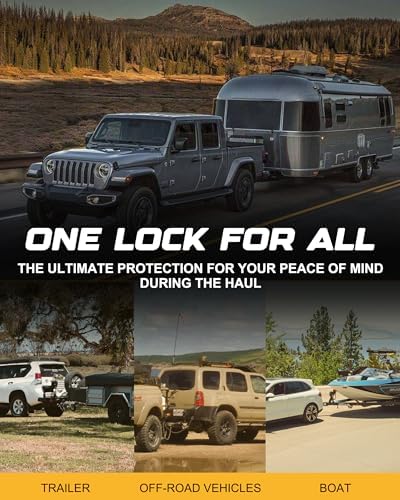 RETRUE Universal Coupler Lock Trailer Locks Ball Hitch Trailer Hitch Lock Adjustable Security Heavy-Duty Steel Fits 1-7/8 Inch, 2 Inch, 2-5/16 Inch Couplers, Yellow (Pack of 20)