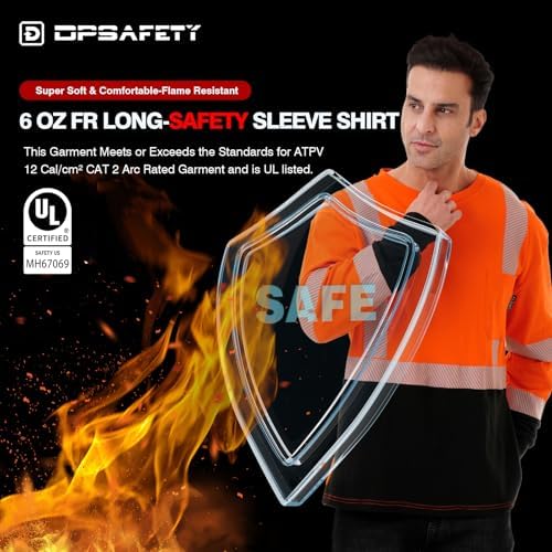 FR Shirts for Men, 6oz Hi Vis Flame Resistant Welding Shirt