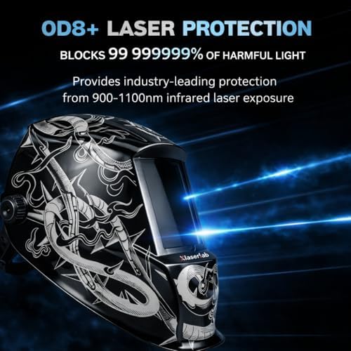 Laser Welding Helmet OD8+ – Large Viewing Area, Adjustable Fit, Infrared Protection Safety Mask for Laser Welding, Cutting, Cleaning & Marking