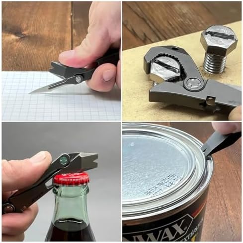 PICHI X2S Titanium Multitool Clip 6-In-One Pocket EDC Multitools Wrench Pry Bar Crowbar Screwdriver Pocket Knife Bottle Opener for Camping Hiking Gift for Men Father with 1 Holster with Pocket Clip