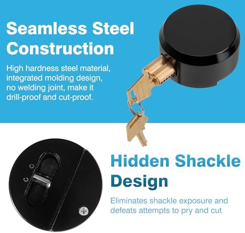 IRONWALLS Keyed Alike Puck Locks with Hasp 2-Pack，Hidden Shackle Padlocks