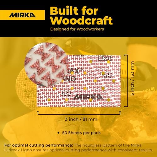 Mirka Abrasive Sheets Ultimax Ligno 3x5 Hook and Loop Sanding Pads P60