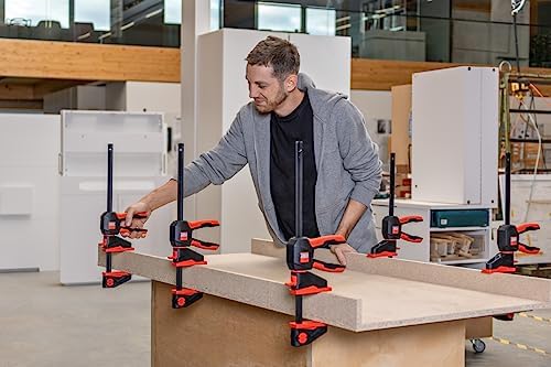 Bessey EZ360 EZ360-30 Single-Handed Clamp with Rotating Handle Clamping Width (Max.): 300 mm Projection Dimensions: 80, Black, Red