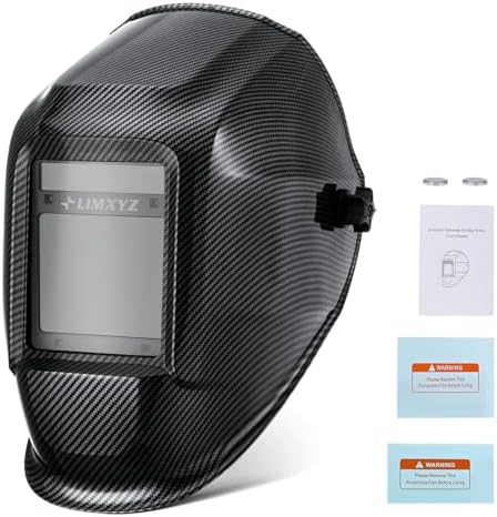 Welding Helmet Auto Darkening,Large Viewing 3.94 * 3.15" True Color Carbon Fiber Welding Hood With 4 Arc Sensors Solar Powered,Wide Shade 5-9/9-13 for TIG, MIG, MAG (A-001)