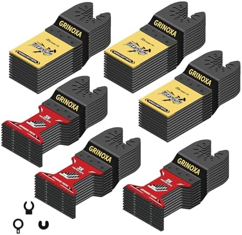 60PCS Multitool Blades, Oscillating Saw Blades with Titanium Coating, Japanese Teeth for Wood, Plastic & Metal, Universal Oscillating Tool Blades Fit DeWalt, Milwaukee, Ryobi, Fein