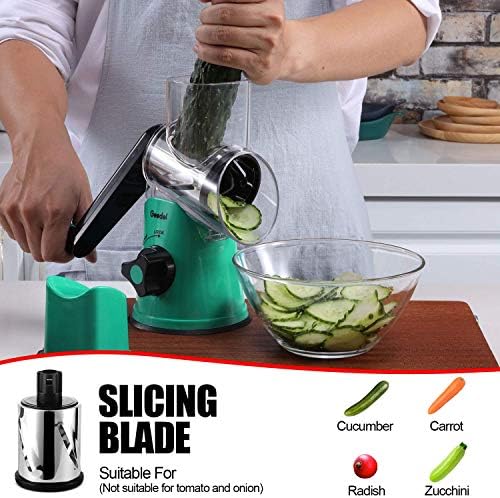 Geedel Rotary Cheese Grater Hand Crank, Cheese Shredder Vegetable Slicer