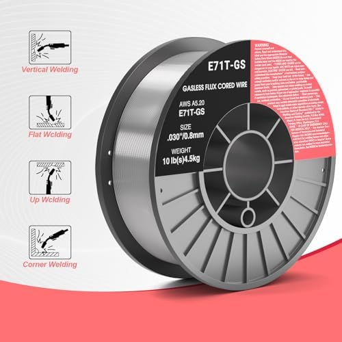 0.030 Flux core Welding Wire, 2 Spools E71T-GS Low Splatter gasless Carbon Steel Mig Welding Wire Compatible (0.030-inch 10LB 2pk)