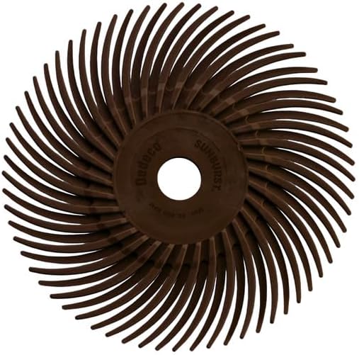 Dedeco Sunburst Radial Bristle Discs 12-Pack - 4" Curved - 3/8" Arbor - Brown 36 Grit (Ultra-Coarse) - Aluminum Oxide for Polishing & Finishing