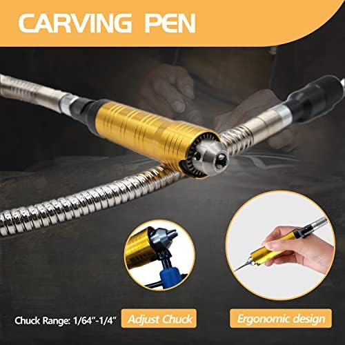 1000W 30000RPM Flex Shaft Rotary Tool, Thicken 1/4" Flexible Shaft with Stepless Speed Foot Pedal, Hanging Grinder Carver Electric Multi-function Metalworking Tools Repair Kit