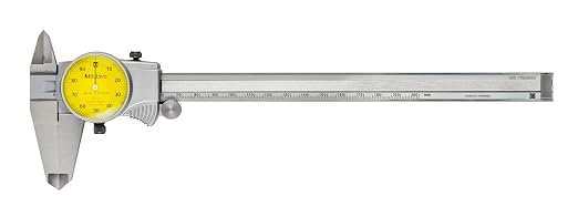 Mitutoyo 505-733 D20FX Dial Caliper, 0-200 mm Range, 0.01 mm Graduation, 1 mm/Rev Dial, Ultra-Smooth Shock-Protected Movement, Durable Stainless Steel with Improved Sliding Surface & Dual Lock Screws | 0.01 mm Graduation, 1 mm/Rev Dial, Improved Slidin...