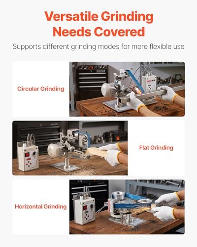 VEVOR Belt Grinder Sander with VFD, 30 x 1-Inch Variable Speed Belt Polisher, 550W Polishing Grinding Machine with 2 Grinding Modes & 3PCS Sanding Belts for Metalworking, Knife Making