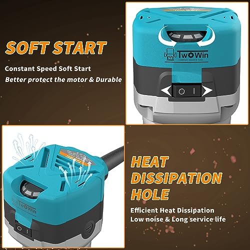 TWOWIN Router Tool, 6.5 Amp 1.25 HP Hand held Wood Router Tool