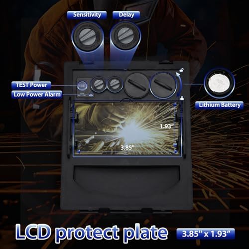 Solar Battery Powered 3.94''X1.93'' Large View Wide Shade 4/9-13 for TIG MIG ARC Cool Welder Mask Hood Helmet