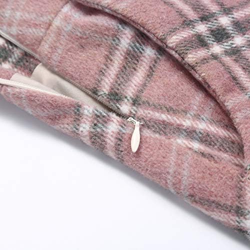IDEALSANXUN Womens Plaid Wool Skirts Elastic Waist A-Line Pleated Tartan Long Skirts
